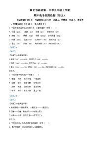 四川省南充市嘉陵第一中学2022-2023学年九年级上学期期末语文试题（解析版）