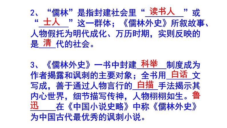九下语文名著阅读《儒林外史》必背知识点课件PPT第3页