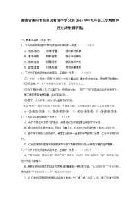 湖南省衡阳市祁东县育贤中学2023-2024学年九年级上学期期中考试语文试卷