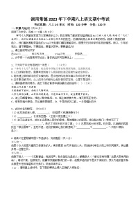湖南省常德市2023—2024学年八年级上学期期中考试语文试题（含答案）