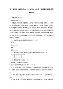 辽宁省铁岭市西丰县2023-2024学年九年级上学期期中语文试卷