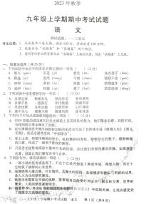 湖南省衡阳市衡南县2023-2024学年九年级上学期期中语文试题