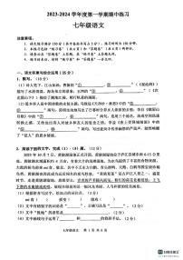 安徽省合肥市庐江县2023-2024学年七年级上学期11月期中语文试题