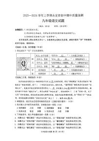 福建省三明市永安市2023-2024学年九年级上学期11月期中语文试题