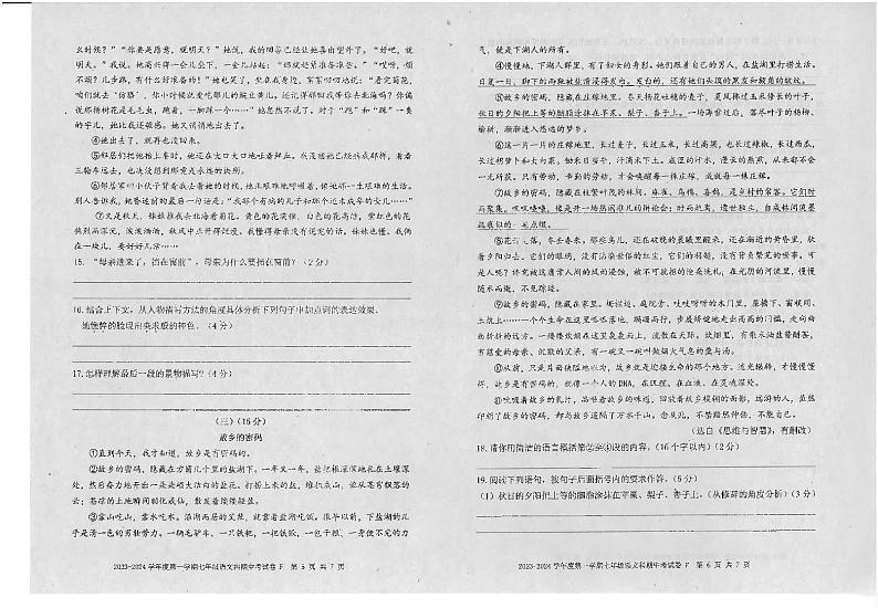 广东省汕头市潮南区陈店镇初中七校联考2023-2024学年七年级上学期11月期中语文试题03