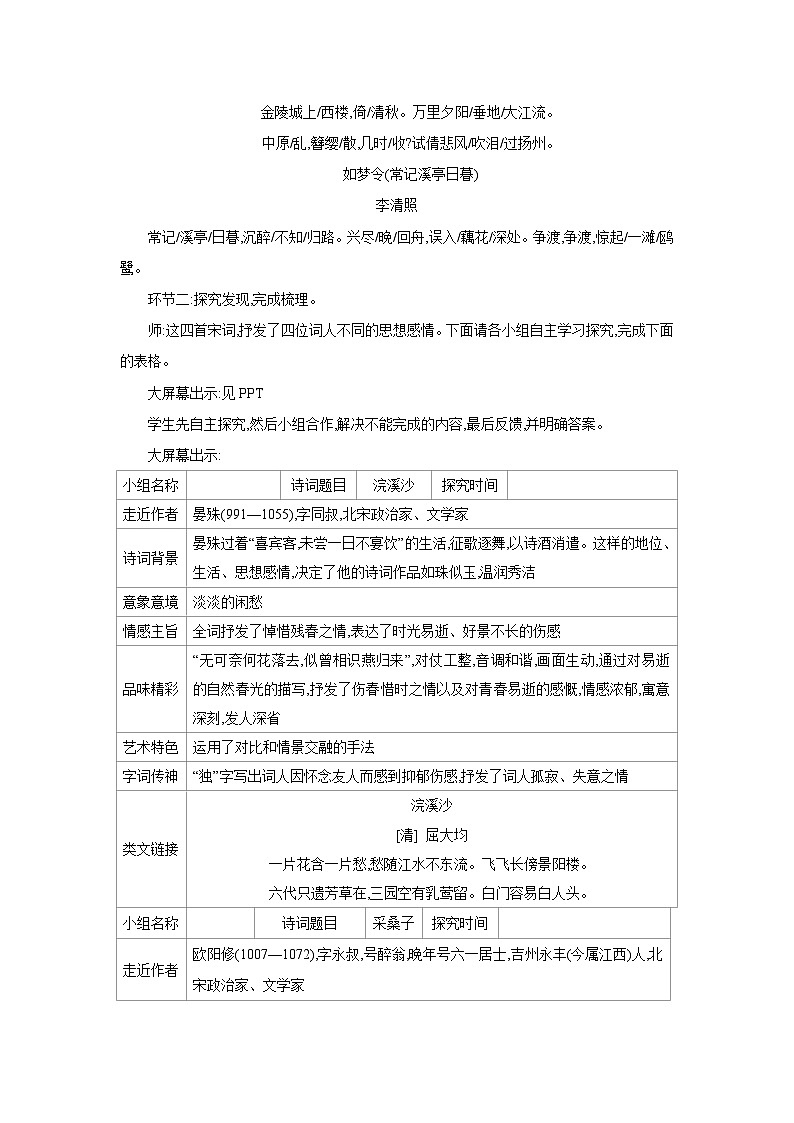 部编版八年级语文上册 第六单元  课外古诗词诵读    同步教案02