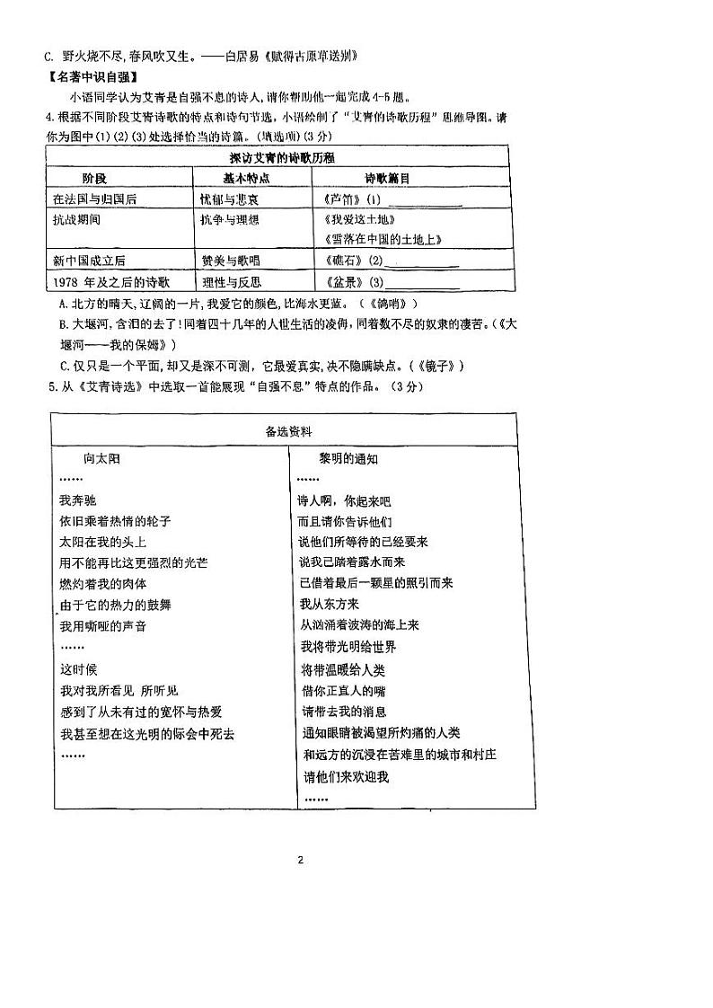 浙江省宁波市慈溪市中部区域2023-2024学年九年级上学期期中语文试题02