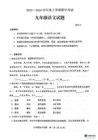 山东省泰安市肥城市2023-2024学年九年级上学期期中考试语文试题(PDF版无答案）