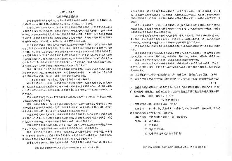 广东省汕头市潮南区陈店镇初中七校联考2023-2024学年八年级上学期11月期中语文试题03