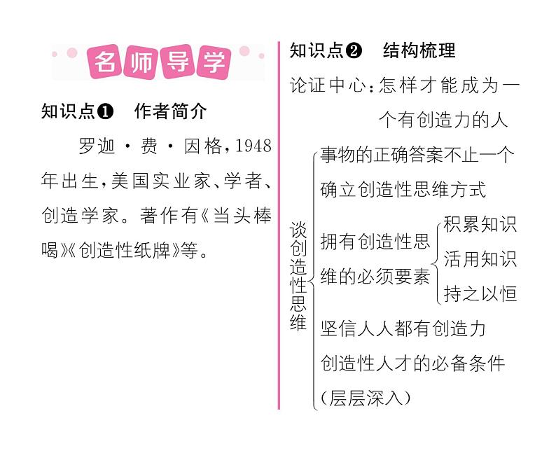 人教版九年级语文上第5单元思想火花20谈创造性思维 课时训练ppt第2页