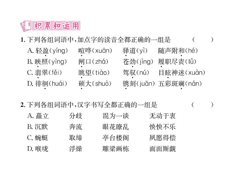 人教版八年级语文下第5单元旅游见闻20一滴水经过丽江课时训练ppt第5页