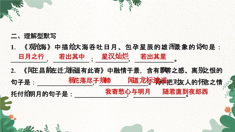 部编版语文七年级上册专题五　古诗文默写课件第4页