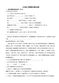 安徽省安庆2023年七年级上学期语文期末试卷(附答案)
