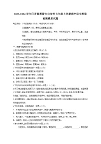 2023-2024学年新疆巴音郭楞蒙古自治州七年级上学期期中语文质量检测模拟试题（含解析）