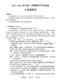 河南省濮阳市2023-2024学年七年级上学期11月期中语文试题