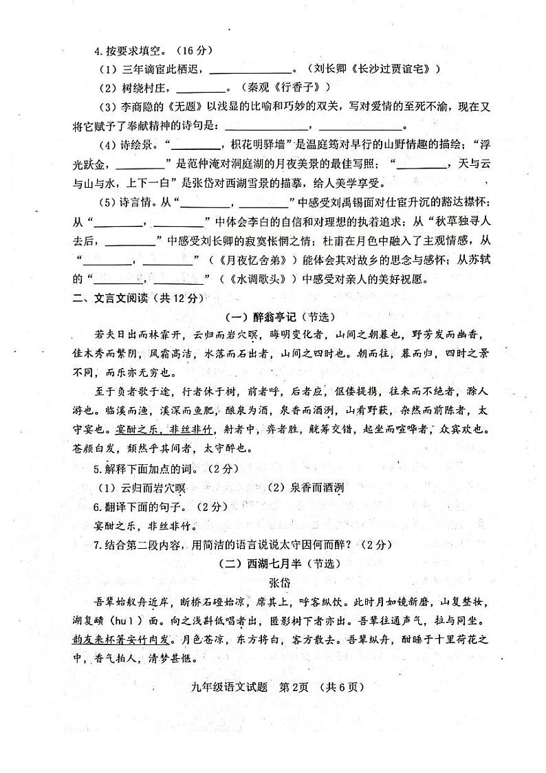 山东省聊城市东阿县2023-2024学年九年级上学期11月期中语文试题02