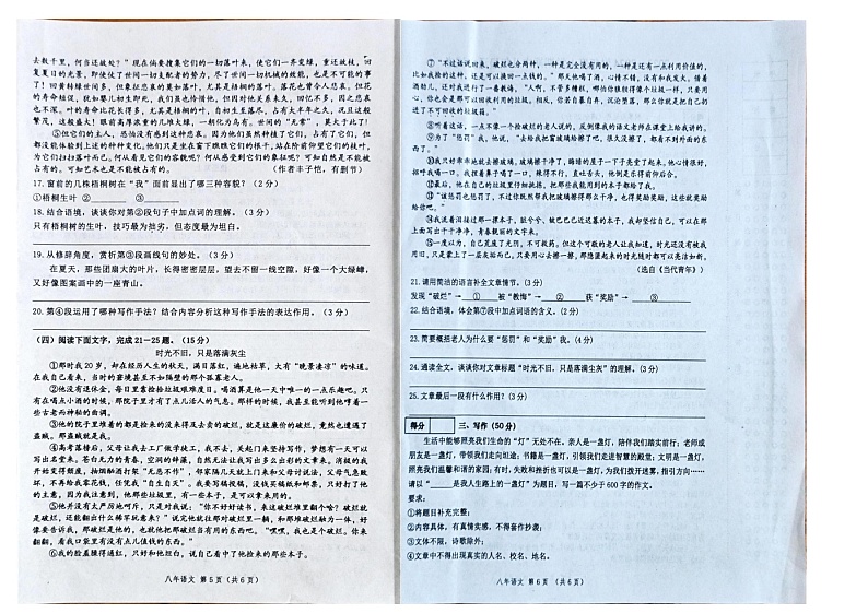 辽宁省朝阳市朝阳县羊山实验中学2023-2024学年八年级上学期11月期中语文试题第3页
