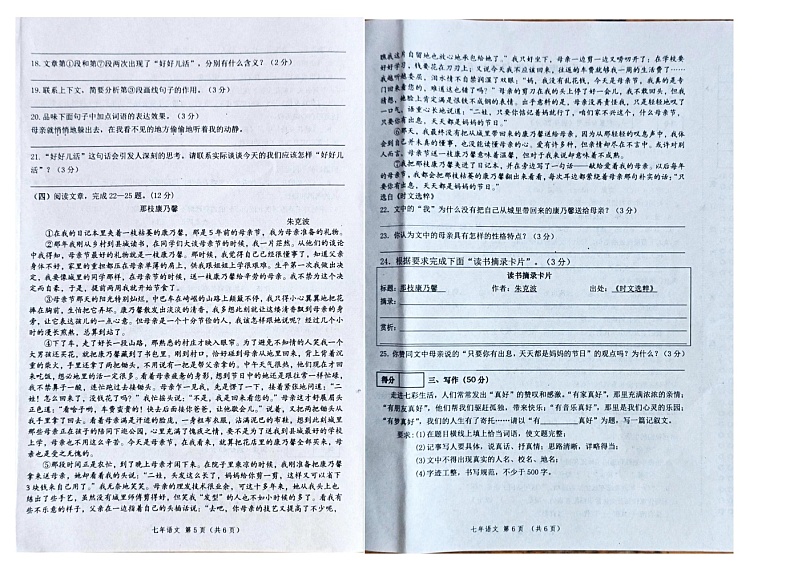 辽宁省朝阳市朝阳县羊山实验中学2023-2024学年七年级上学期11月期中考试语文试题03