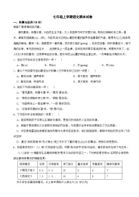 四川省泸州市2023年七年级上学期语文期末试卷(附答案)