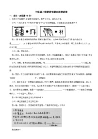 浙江省湖州市2023年七年级上学期语文期末监测试卷(附答案)