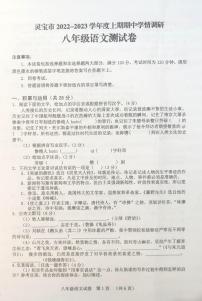 河南省三门峡市灵宝市2023-2024学年八年级上学期期中考试语文试题