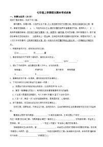 广西壮族自治区2023年七年级上学期语文期末考试试卷(附答案）