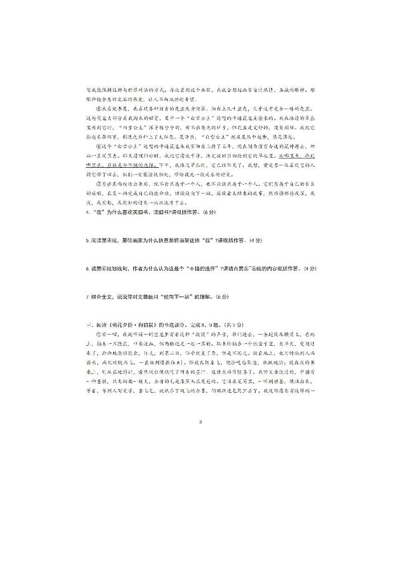 湖北省武汉市武昌区拼搏联盟2023-2024学年七年级上学期期中考试语文试题第3页