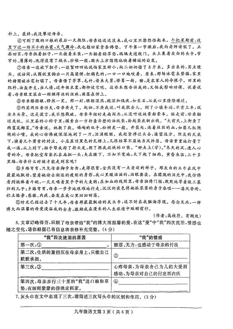 河南省项城市2023-2024学年九年级上学期期中学情调研语文试卷第3页
