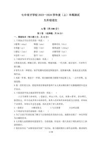 四川省成都七中育才学校2023-2024学年九年级上学期半期质量监测（期中考试）语文试卷