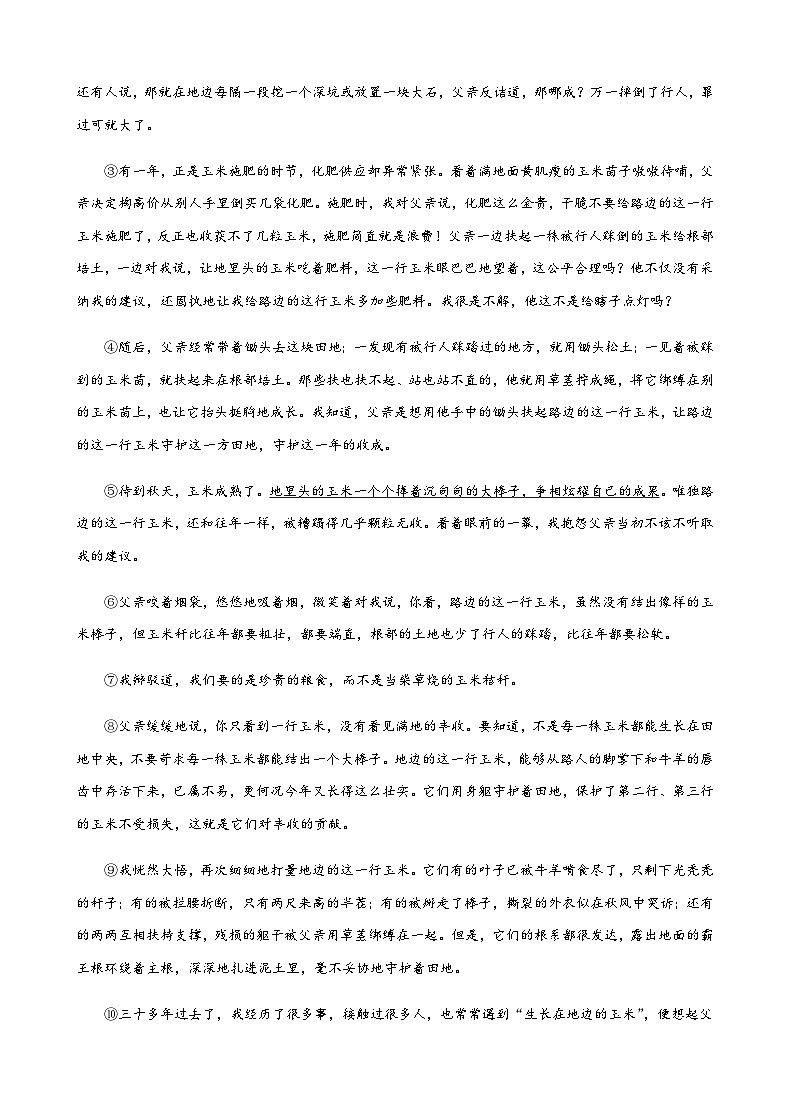 四川泸州泸县石桥初级中学校2022-2023学年九年级下学期第一次模拟考试语文试题03