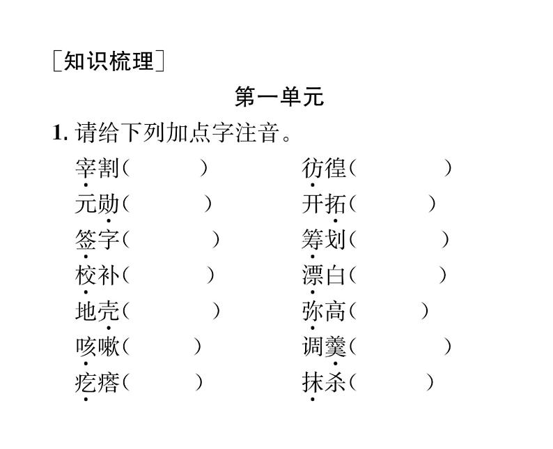 人教版七年级语文下期末专题复习专题1字音与字形课时训练PPT第2页