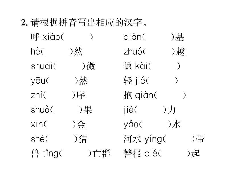 人教版七年级语文下期末专题复习专题1字音与字形课时训练PPT第4页