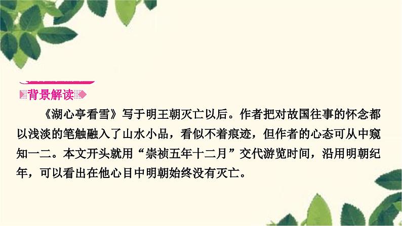 部编版语文九年级上册 13　湖心亭看雪 课件02