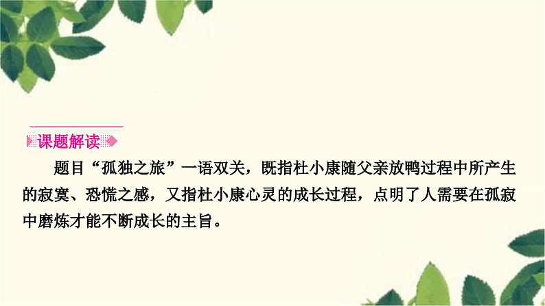 部编版语文九年级上册 17　孤独之旅 课件02