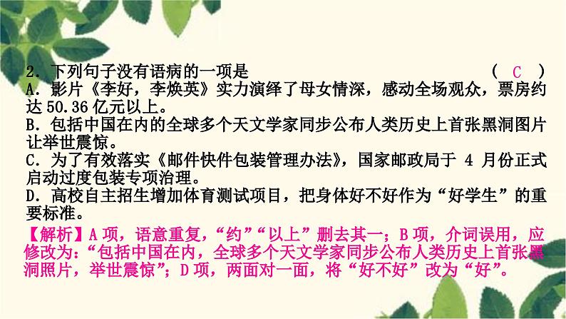 部编版语文九年级上册 3.期末复习专题三 病句的辨析于修改 课件03