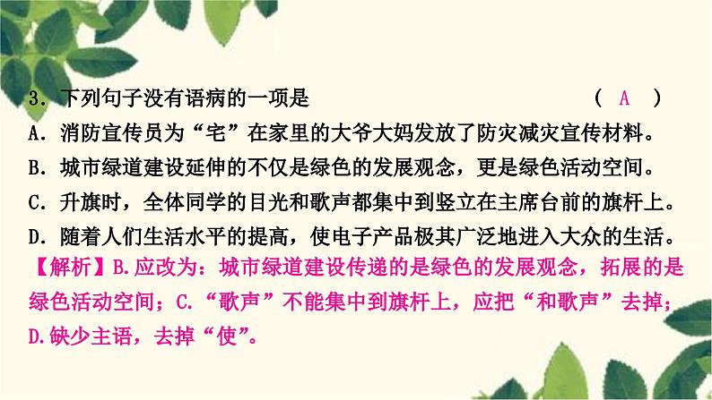部编版语文九年级上册 3.期末复习专题三 病句的辨析于修改 课件04