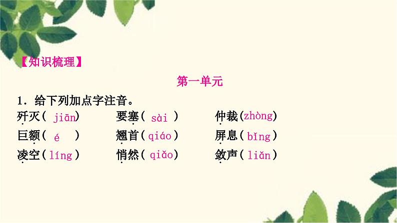 部编版语文八年级上册 1.期末复习专题一　字音、字形课件PPT02