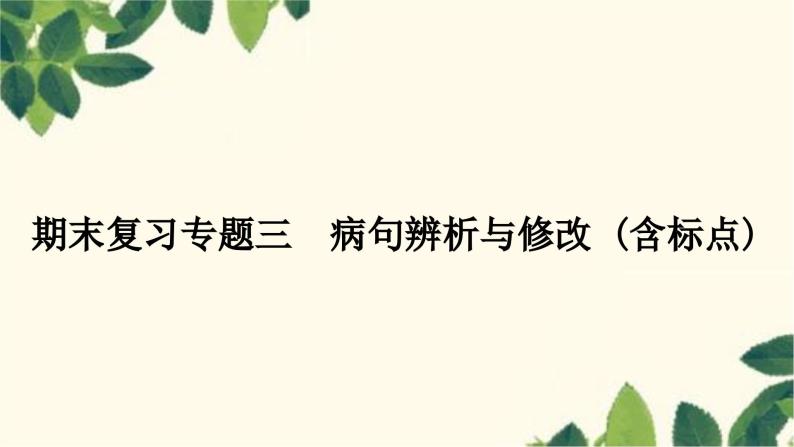 部编版语文八年级上册 3.期末复习专题三　病句辨析与修改(含标点)课件PPT01