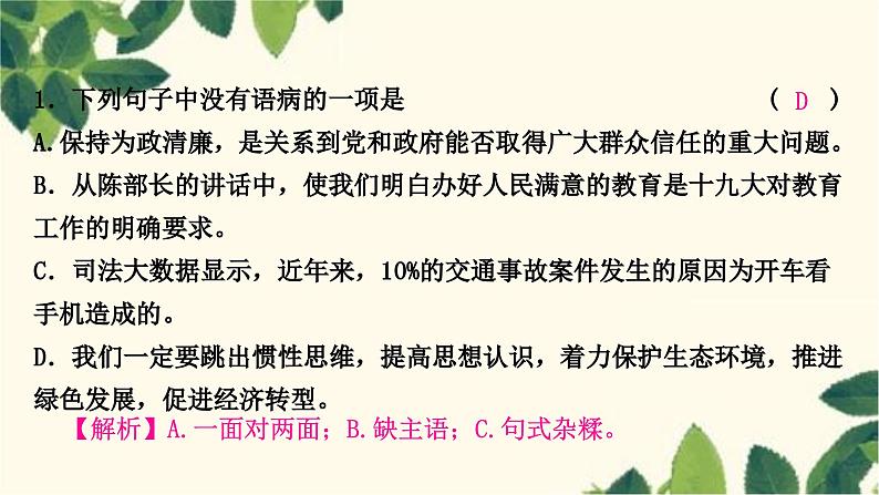 部编版语文八年级上册 3.期末复习专题三　病句辨析与修改(含标点)课件PPT02