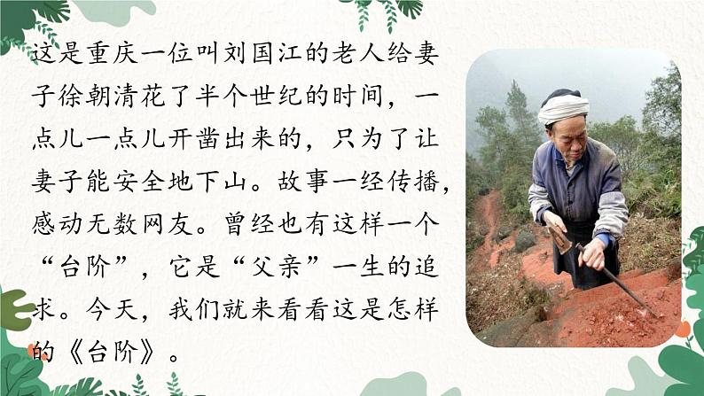 统编版语文七年级下册 第3单元 12《台阶》课时1课件第2页