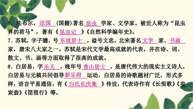 部编版语文八年级上册 5.期末复习专题五　文学文体文化常识课件PPT04