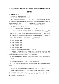 山东省东营市广饶县2023-2024学年九年级上学期期中考试语文试卷