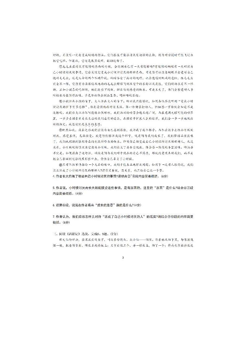 湖北省武汉市东湖高新区2023-2024学年九年级上学期期中考试语文试卷第3页