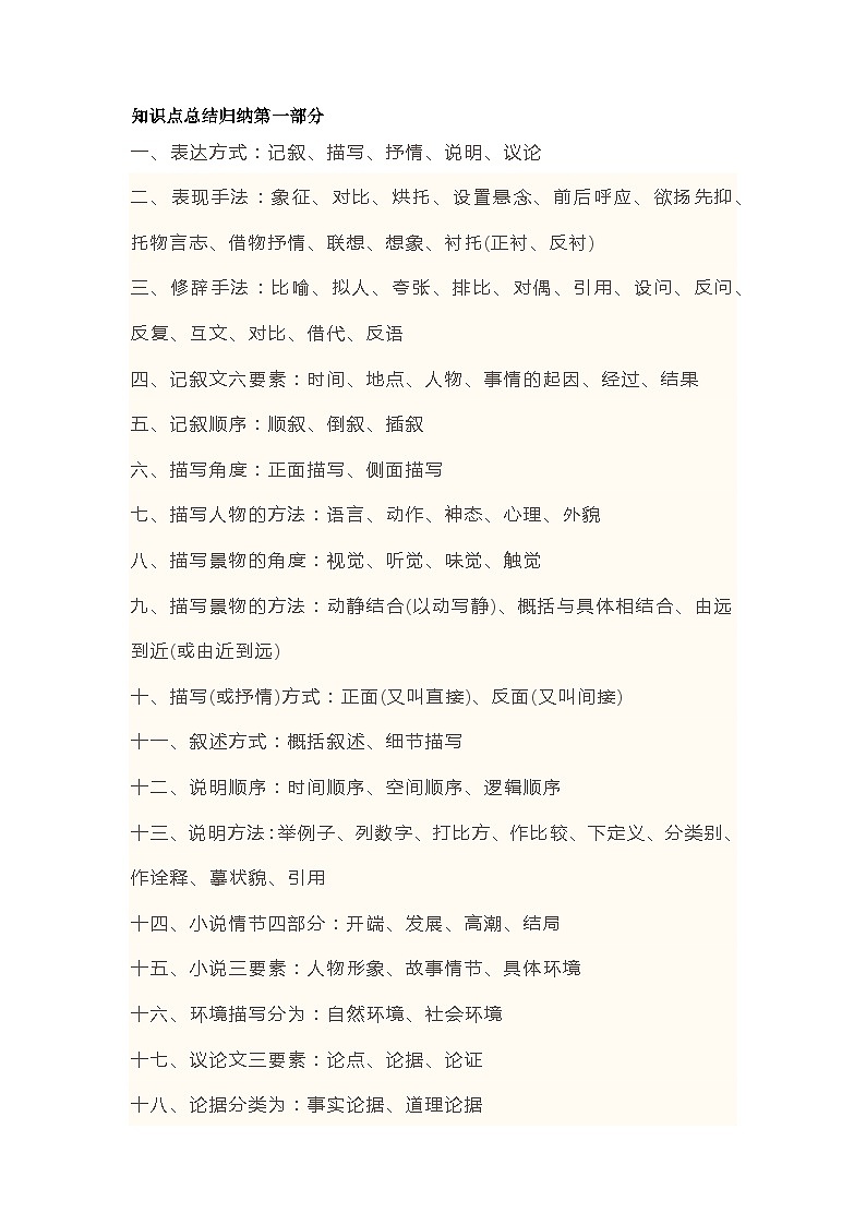 初中语文知识点总结归纳第1页