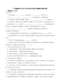 广东省湛江市九年级上学期语文期末试题附参考答案
