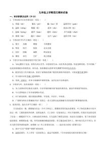黑龙江省齐齐哈尔市九年级上学期语文期末试卷附参考答案