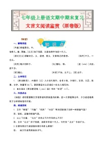文言文阅读鉴赏-2023-2024学年七年级语文上册期中期末考前专项演练+模拟金卷（统编版）