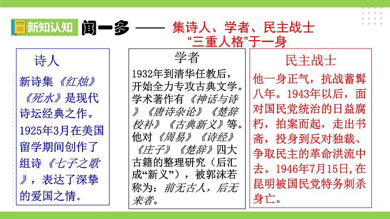 2【核心素养】部编版初中语文七年级下册2《说和做——记闻一多先生言行片段》 课件+教案+导学案（师生版）+同步测试（含答案）03