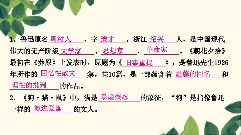 部编版语文七年级上册 名著阅读　《朝花夕拾》 课件02