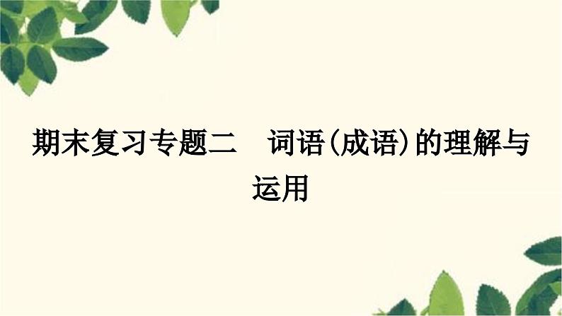部编版语文七年级上册 2-期末复习专题二　词语(成语)的理解与运用 课件01